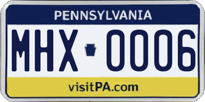 PA license plate MHX0006