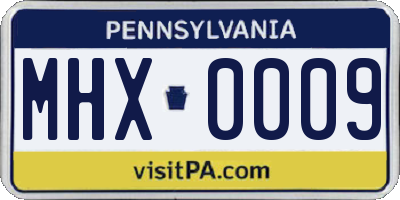 PA license plate MHX0009