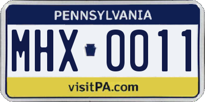 PA license plate MHX0011