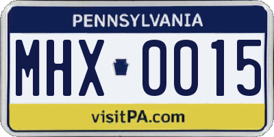 PA license plate MHX0015