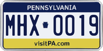 PA license plate MHX0019