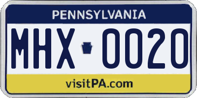 PA license plate MHX0020