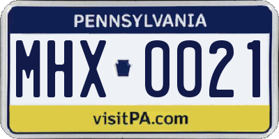 PA license plate MHX0021