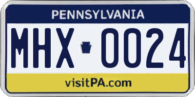 PA license plate MHX0024