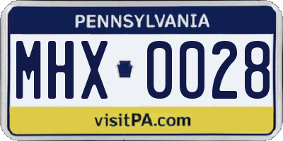 PA license plate MHX0028
