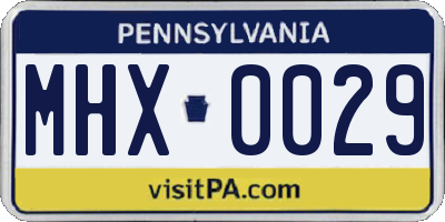 PA license plate MHX0029