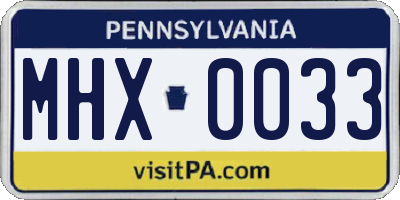 PA license plate MHX0033