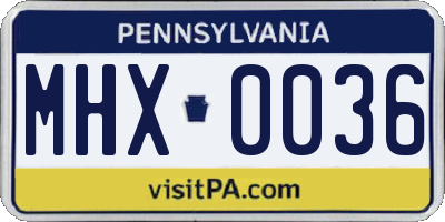 PA license plate MHX0036