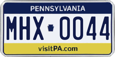 PA license plate MHX0044
