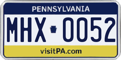 PA license plate MHX0052
