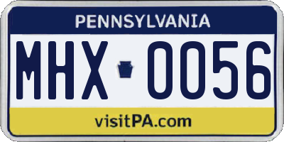 PA license plate MHX0056
