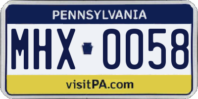 PA license plate MHX0058