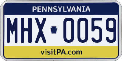 PA license plate MHX0059