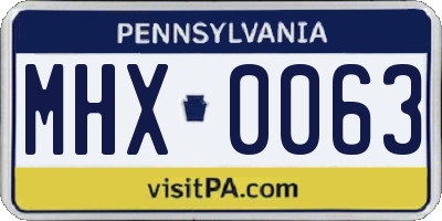 PA license plate MHX0063