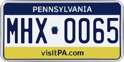 PA license plate MHX0065