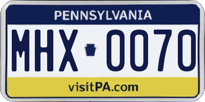 PA license plate MHX0070