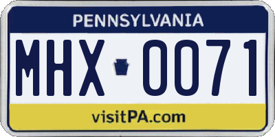 PA license plate MHX0071