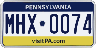 PA license plate MHX0074