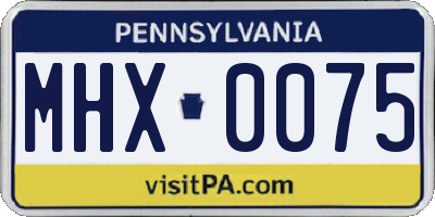 PA license plate MHX0075
