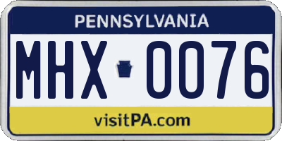 PA license plate MHX0076