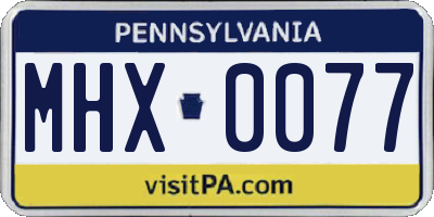 PA license plate MHX0077