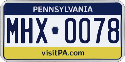 PA license plate MHX0078