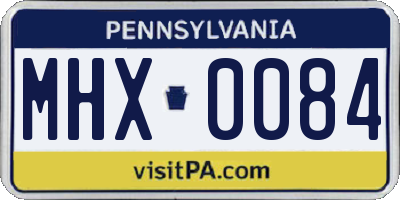 PA license plate MHX0084