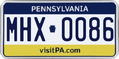 PA license plate MHX0086