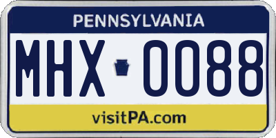 PA license plate MHX0088