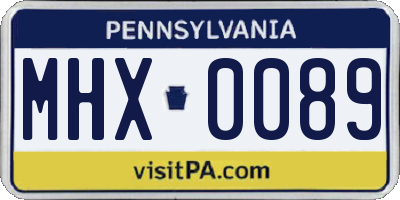 PA license plate MHX0089