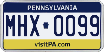 PA license plate MHX0099