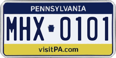 PA license plate MHX0101