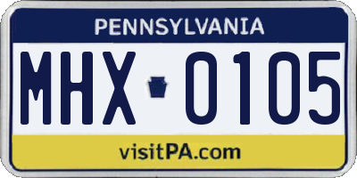 PA license plate MHX0105