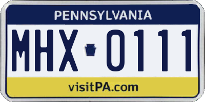 PA license plate MHX0111