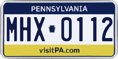 PA license plate MHX0112