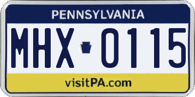 PA license plate MHX0115