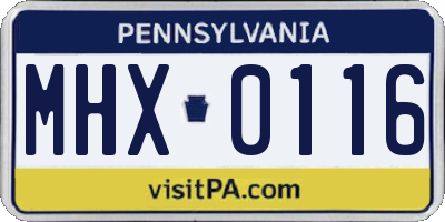 PA license plate MHX0116