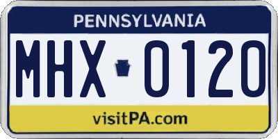 PA license plate MHX0120