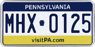 PA license plate MHX0125
