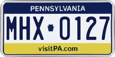 PA license plate MHX0127