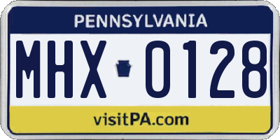PA license plate MHX0128
