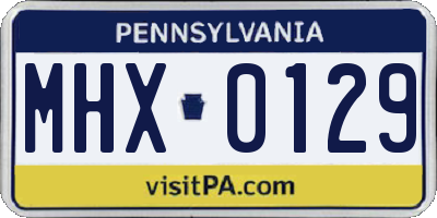 PA license plate MHX0129