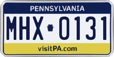 PA license plate MHX0131