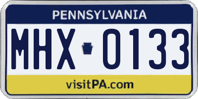 PA license plate MHX0133