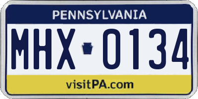 PA license plate MHX0134
