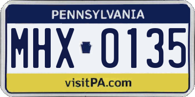 PA license plate MHX0135