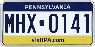 PA license plate MHX0141