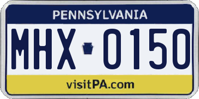 PA license plate MHX0150