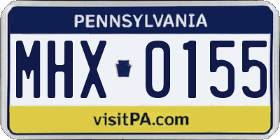 PA license plate MHX0155