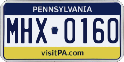PA license plate MHX0160